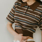 logo stripe polo knit/2color