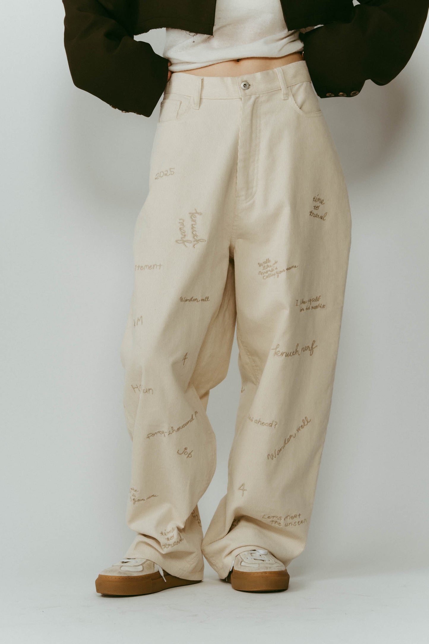 embroidered corduroy pants(unisex)/3color