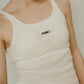 cap in rib tank top/brown,ivory