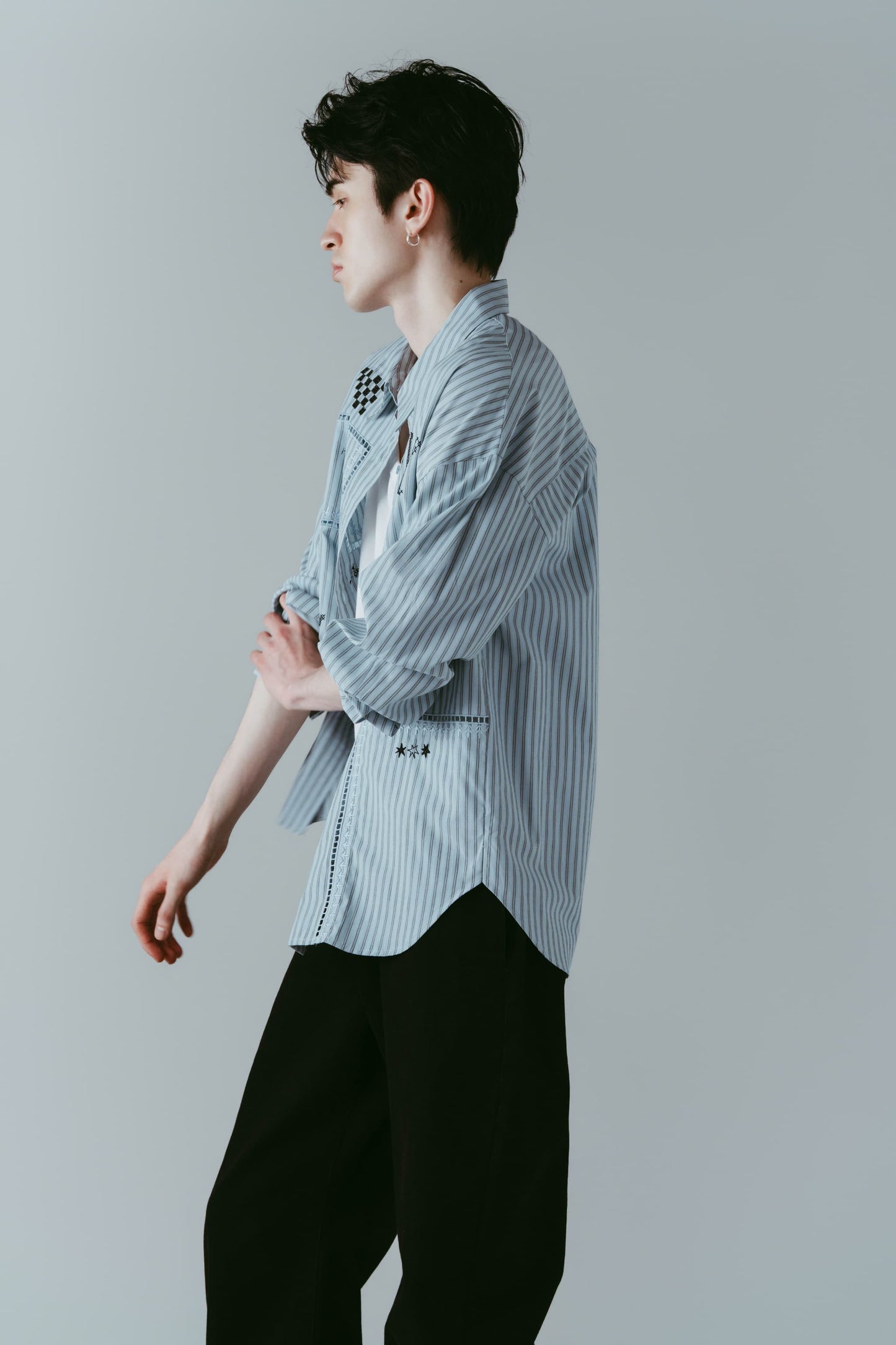 embroidered shirt(unisex)/stripe