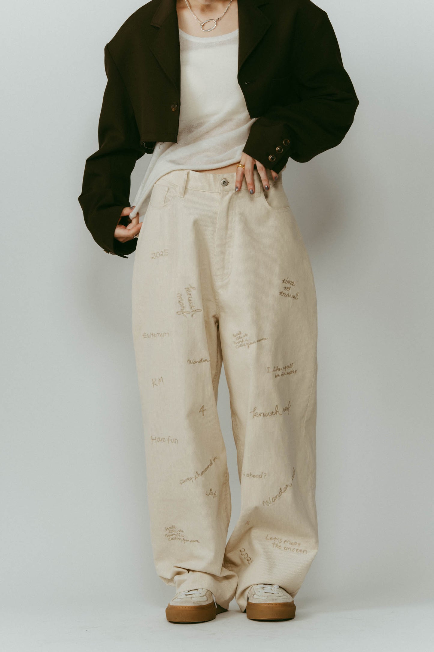 embroidered corduroy pants(unisex)/3color