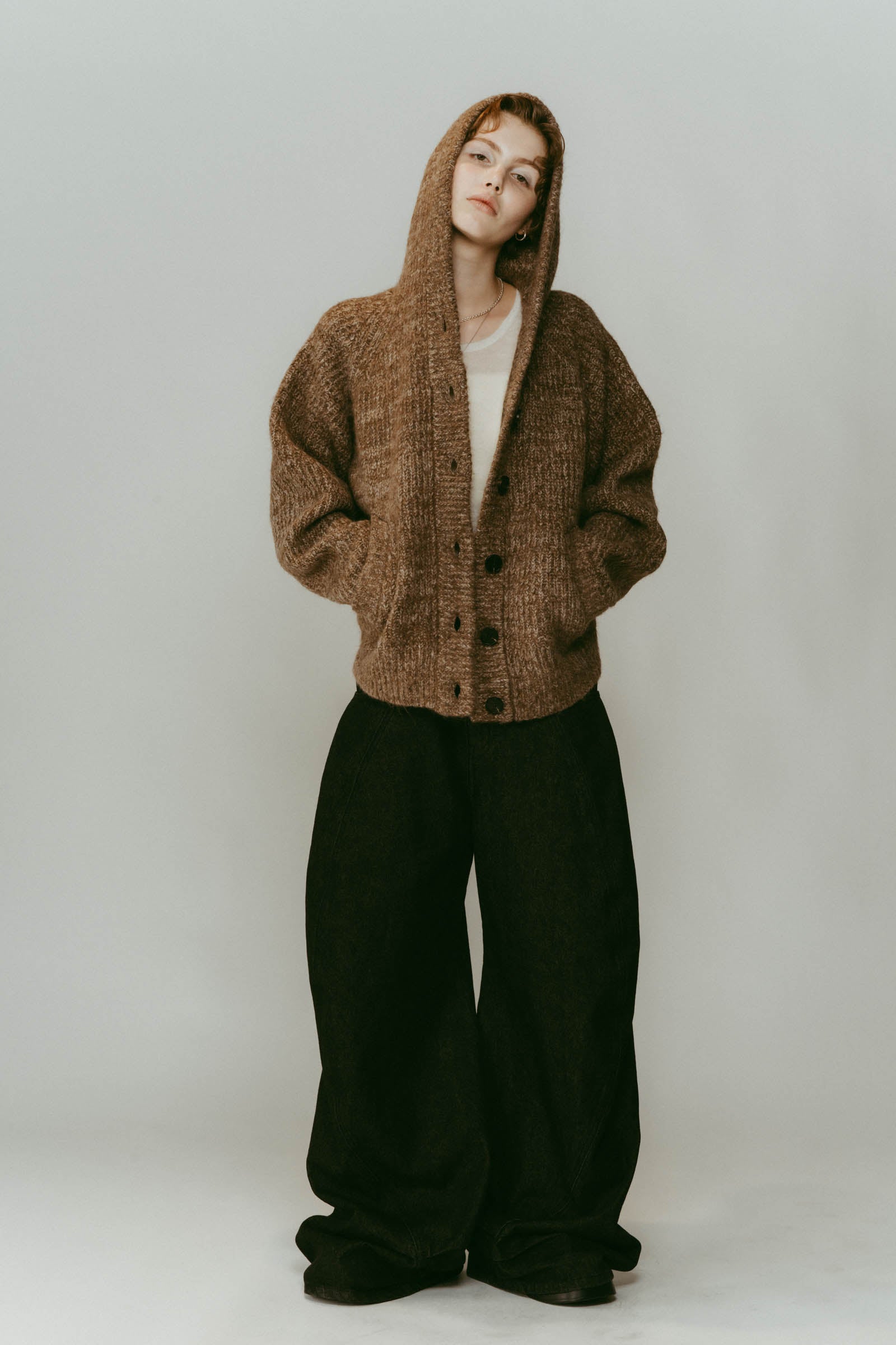 hooded cardigan knit/brown | KNUTH MARF