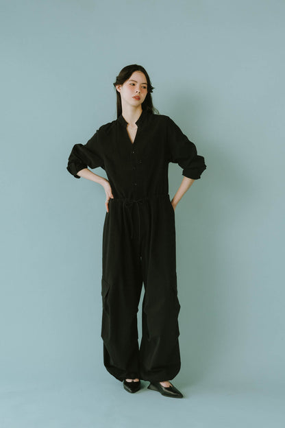 -high-end- collarless jumpsuit/2color