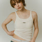 cap in rib tank top/brown,ivory