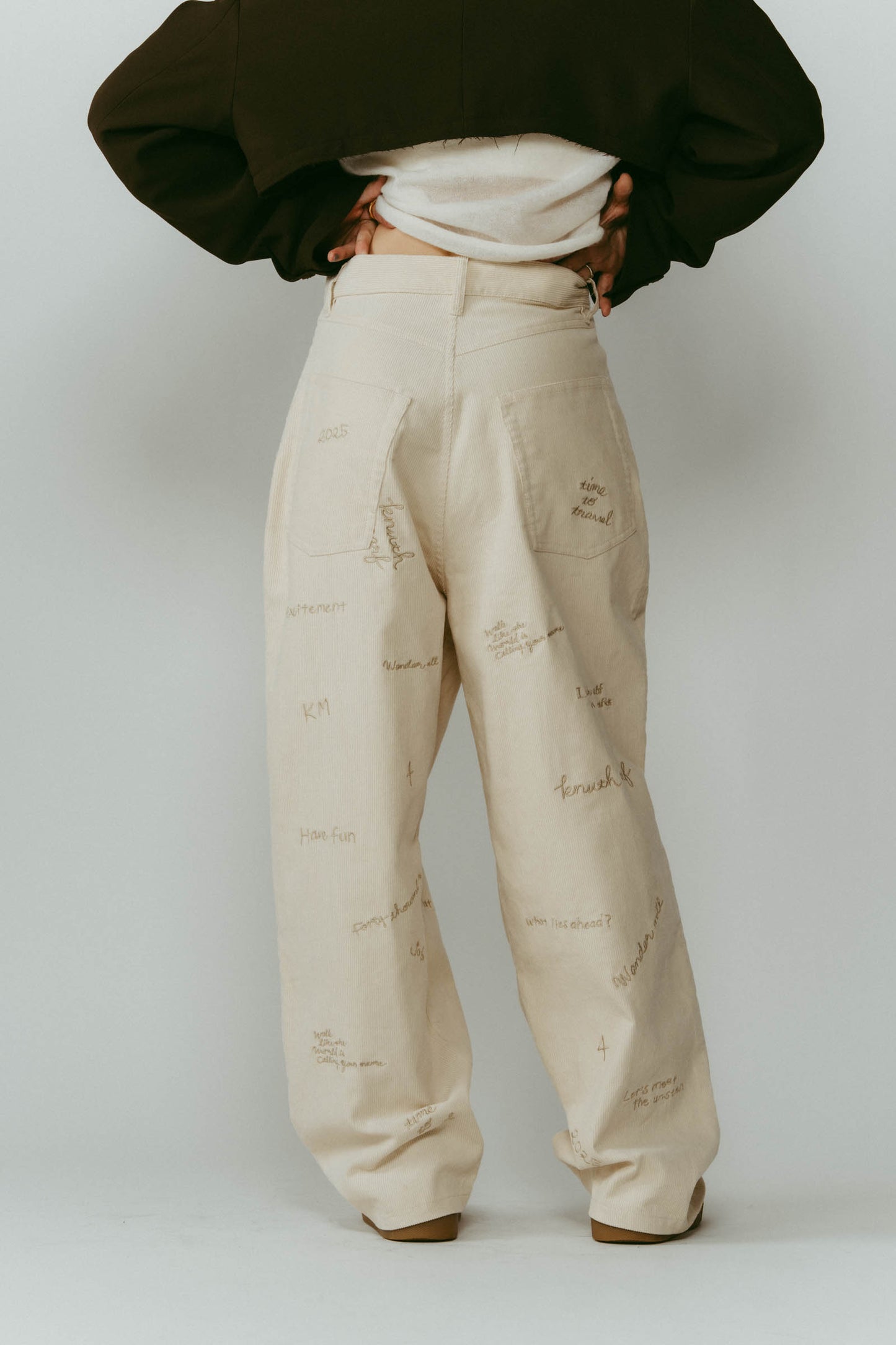 embroidered corduroy pants(unisex)/3color
