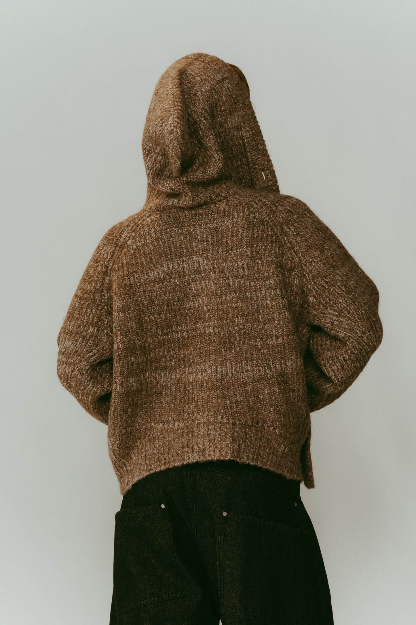 hooded cardigan knit/brown