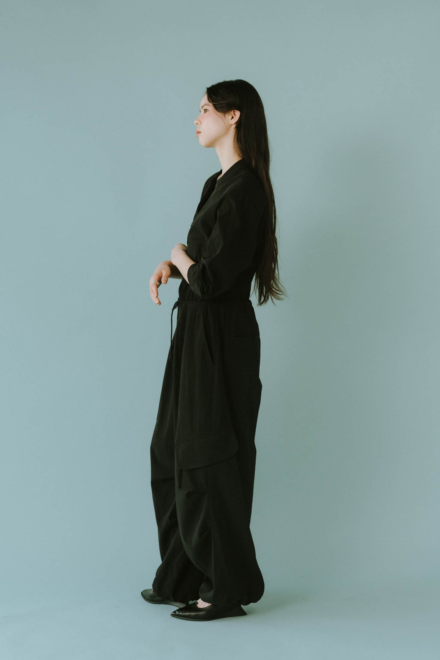 -high-end- collarless jumpsuit/2color