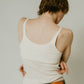 cap in rib tank top/brown,ivory