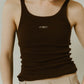 cap in rib tank top/brown,ivory