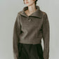 buttoned high-neck knit/gray