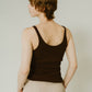 cap in rib tank top/brown,ivory