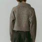 buttoned high-neck knit/gray