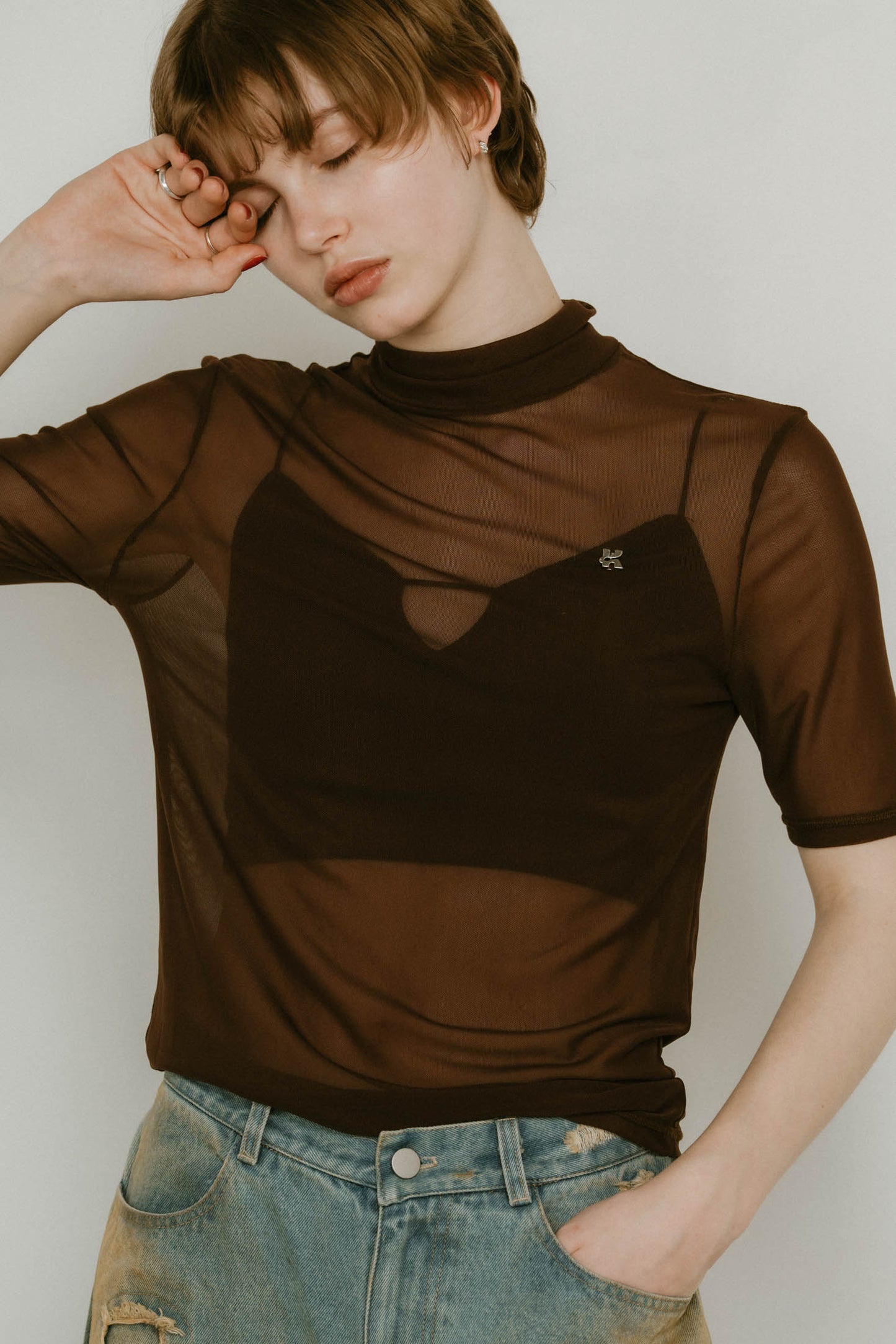 K motif sheer tops/3color