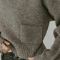 buttoned high-neck knit/gray