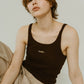 cap in rib tank top/brown,ivory