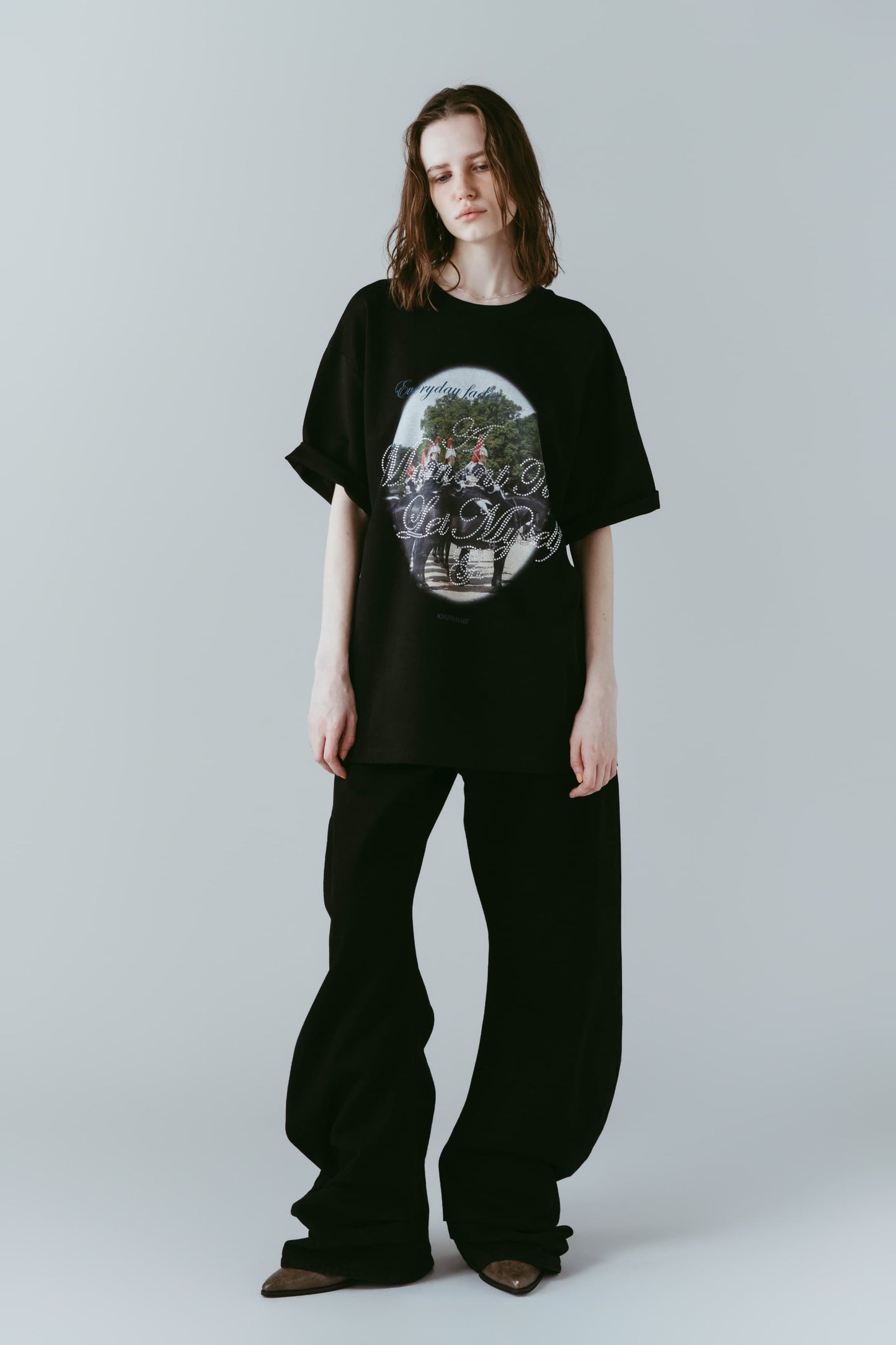 rhinestone graphic tee(unisex)/black