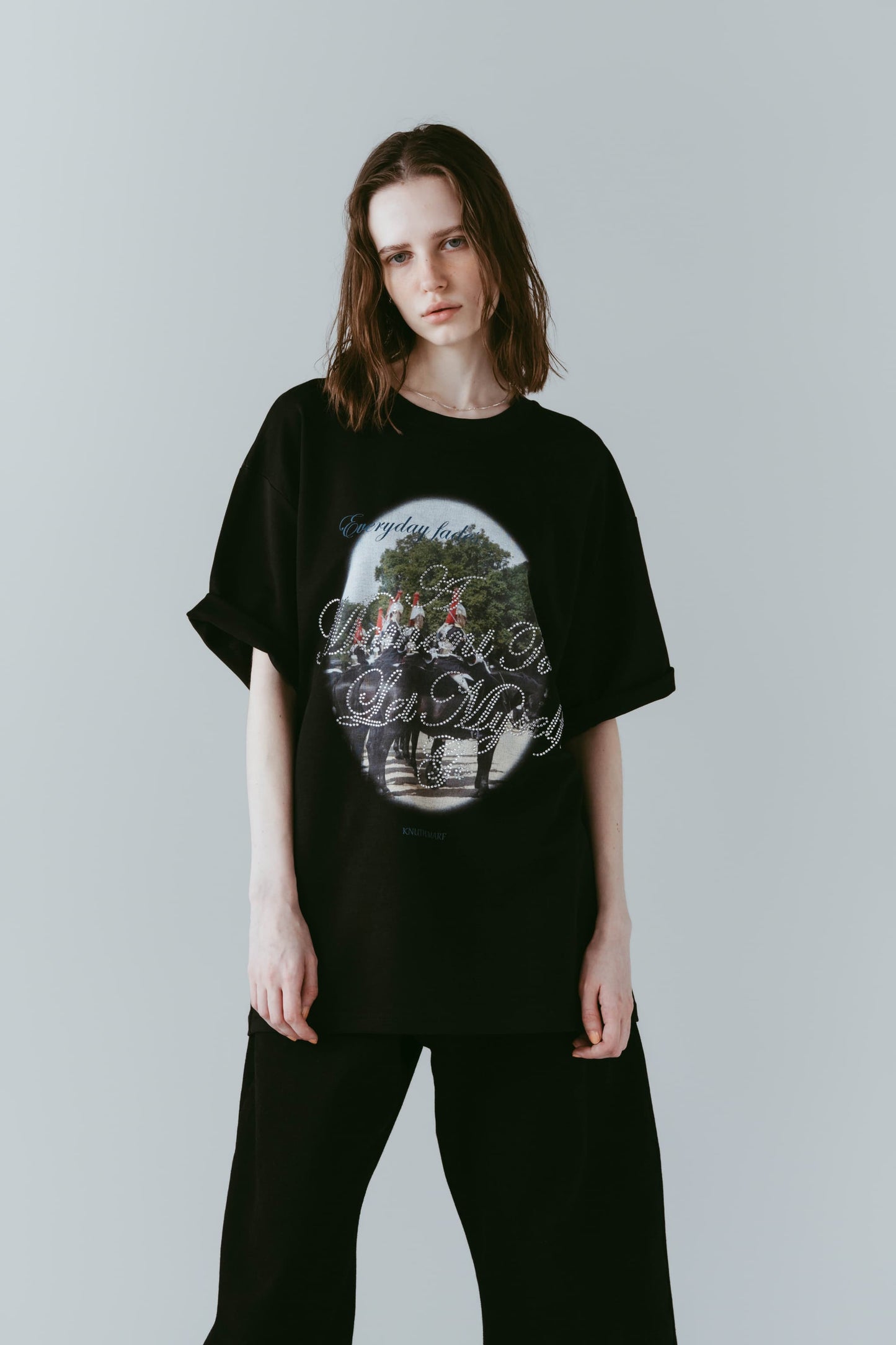 rhinestone graphic tee(unisex)/black