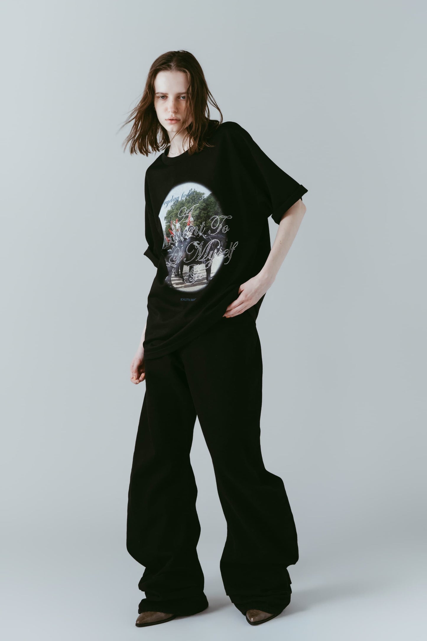 rhinestone graphic tee(unisex)/black