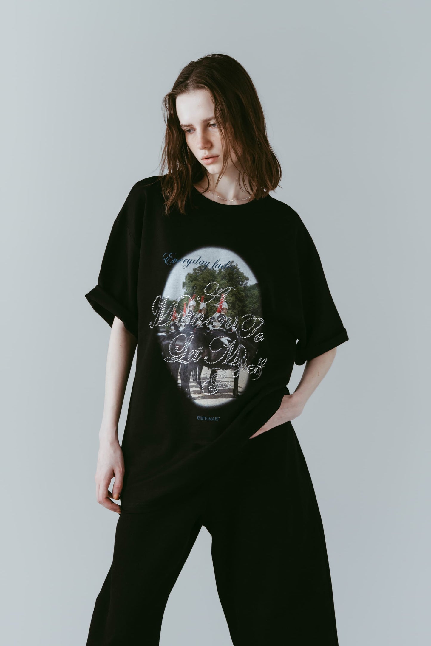 rhinestone graphic tee(unisex)/black