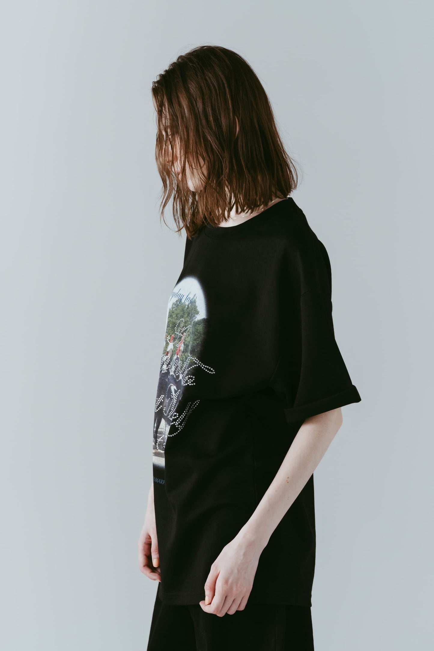 rhinestone graphic tee(unisex)/black