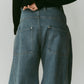 tuck design denim pants/denimblue