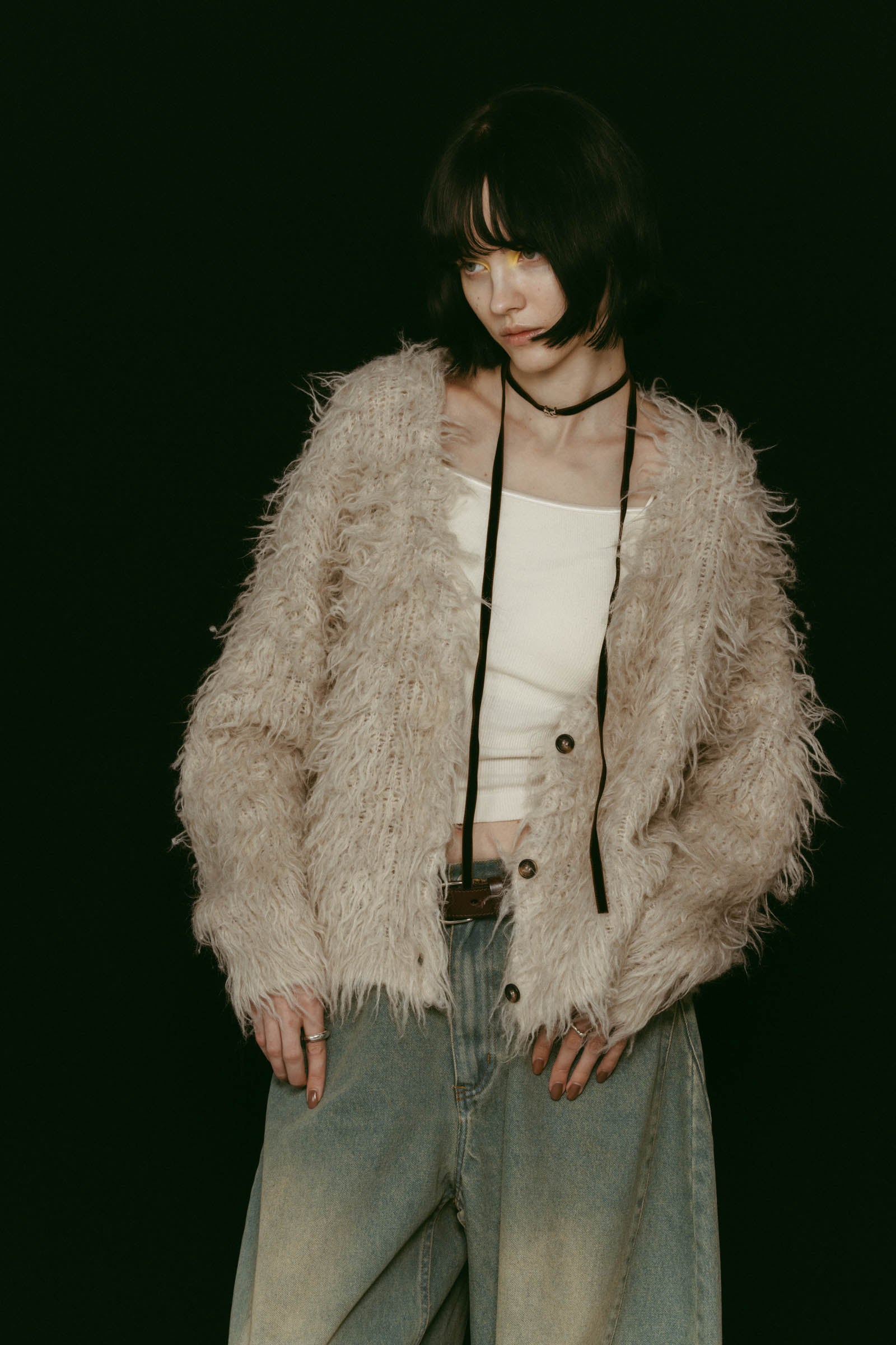 shaggy cardigan/lightbeige