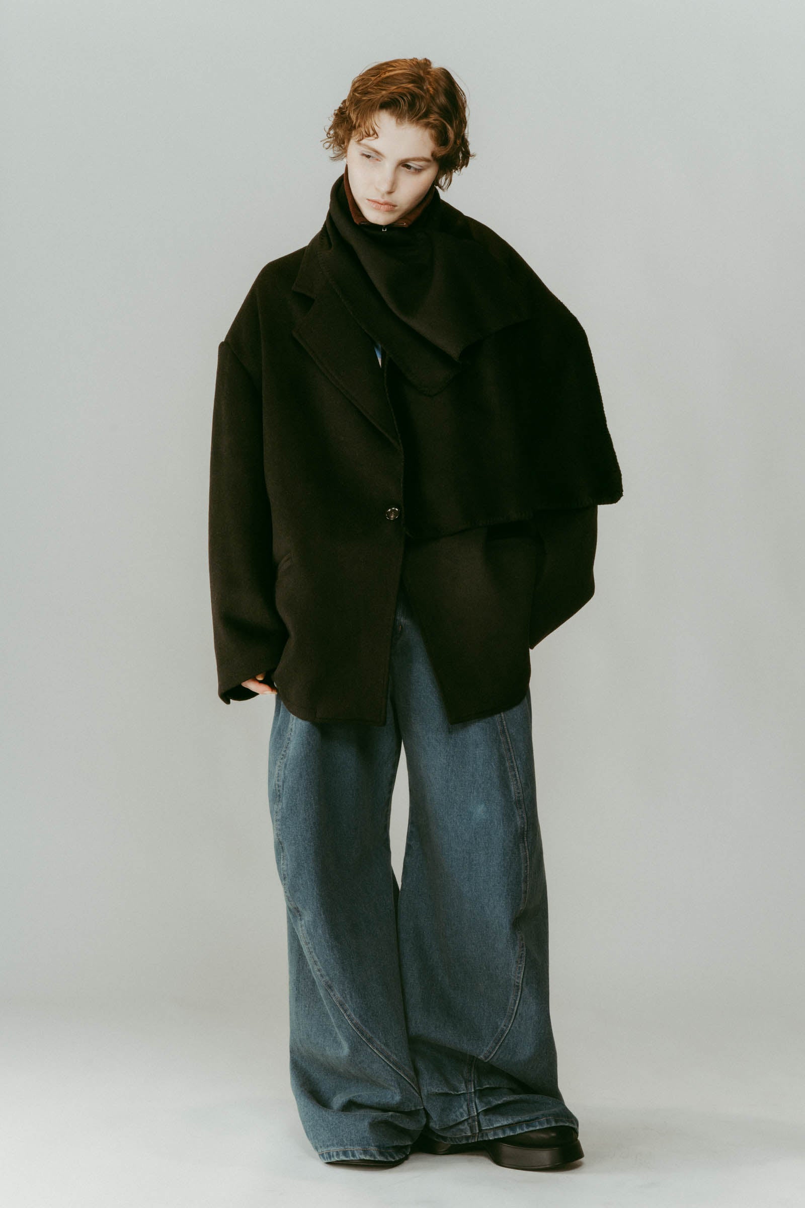 muffler overlay jacket(unisex)/black