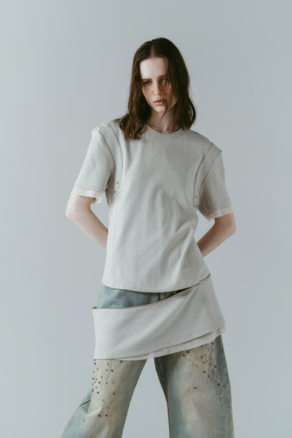 structured shoulder top/lightbeige
