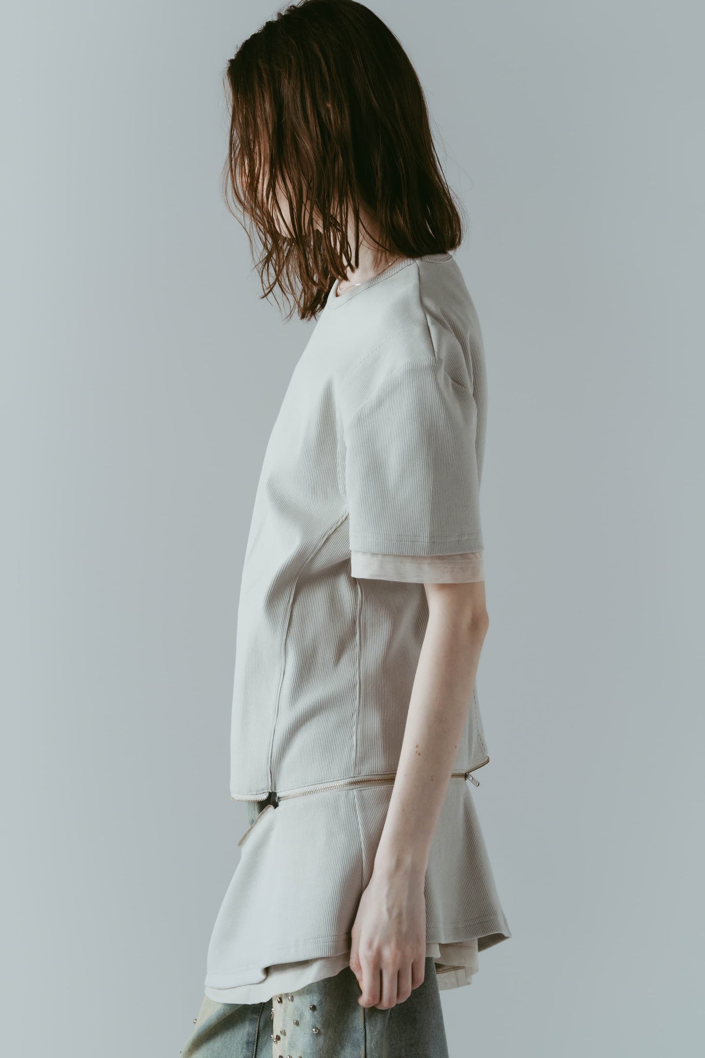 structured shoulder top/lightbeige