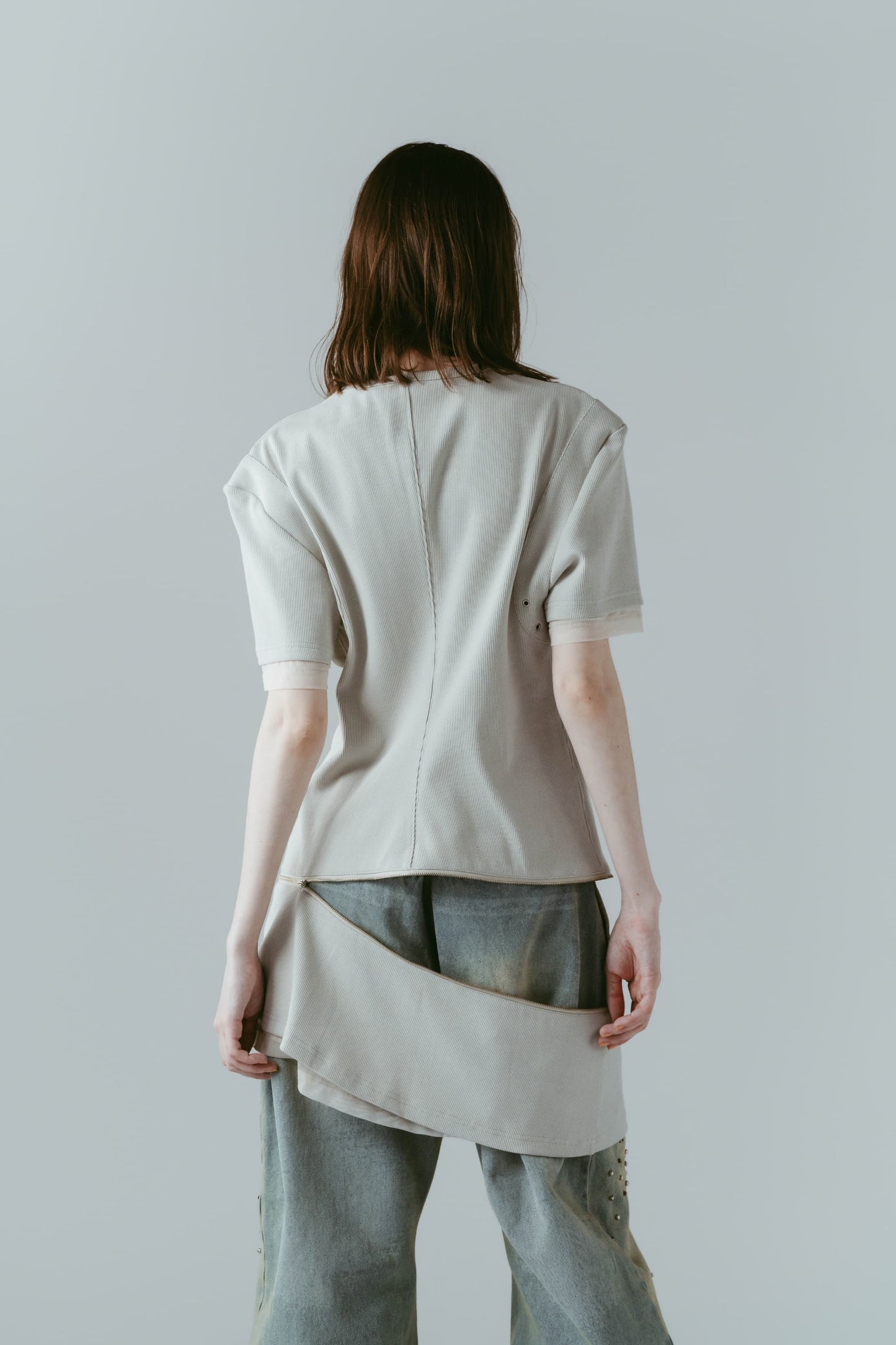 structured shoulder top/lightbeige
