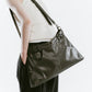 leather denim shoulder bag/2color