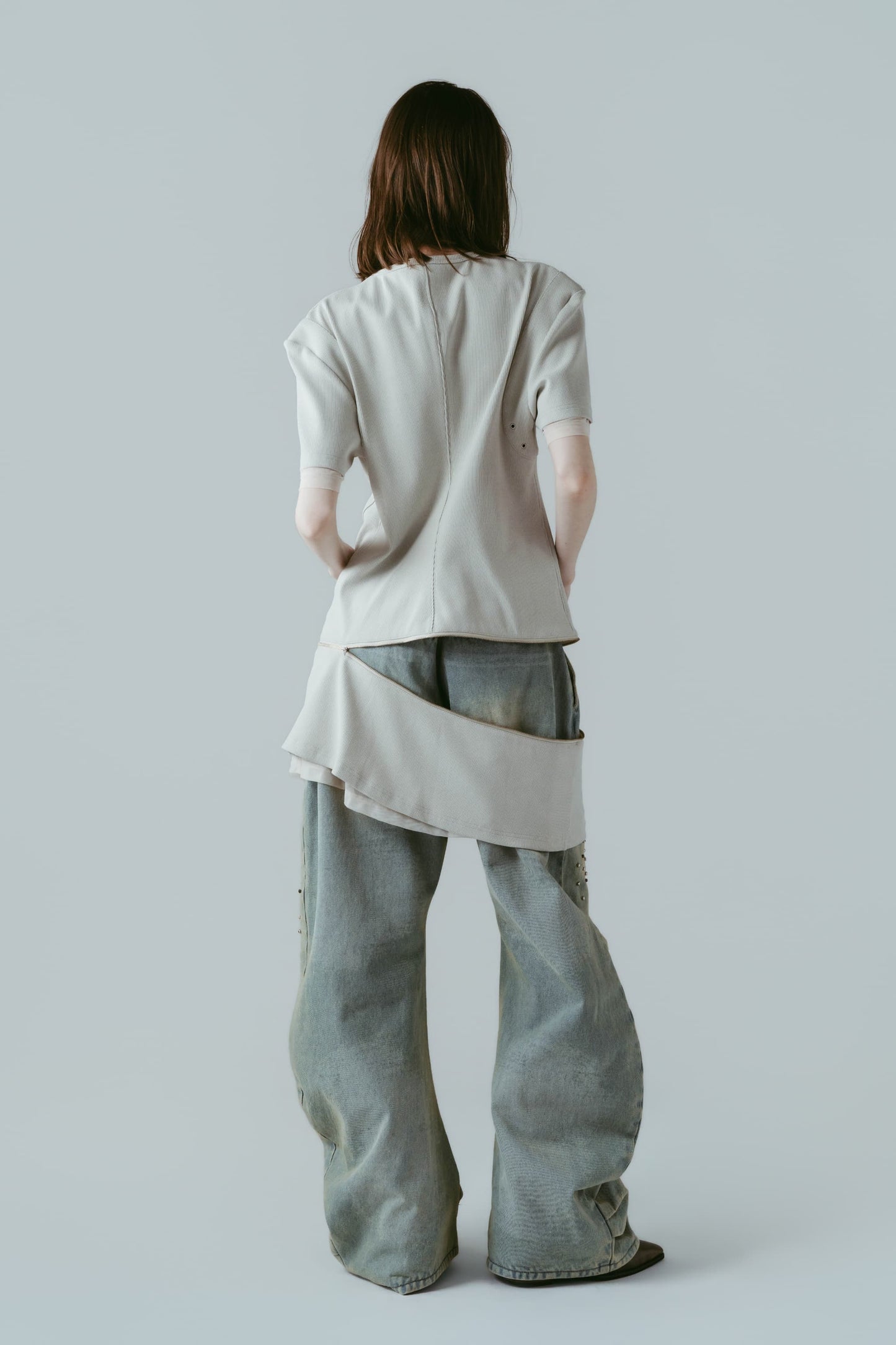 structured shoulder top/lightbeige