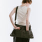 leather denim shoulder bag/2color