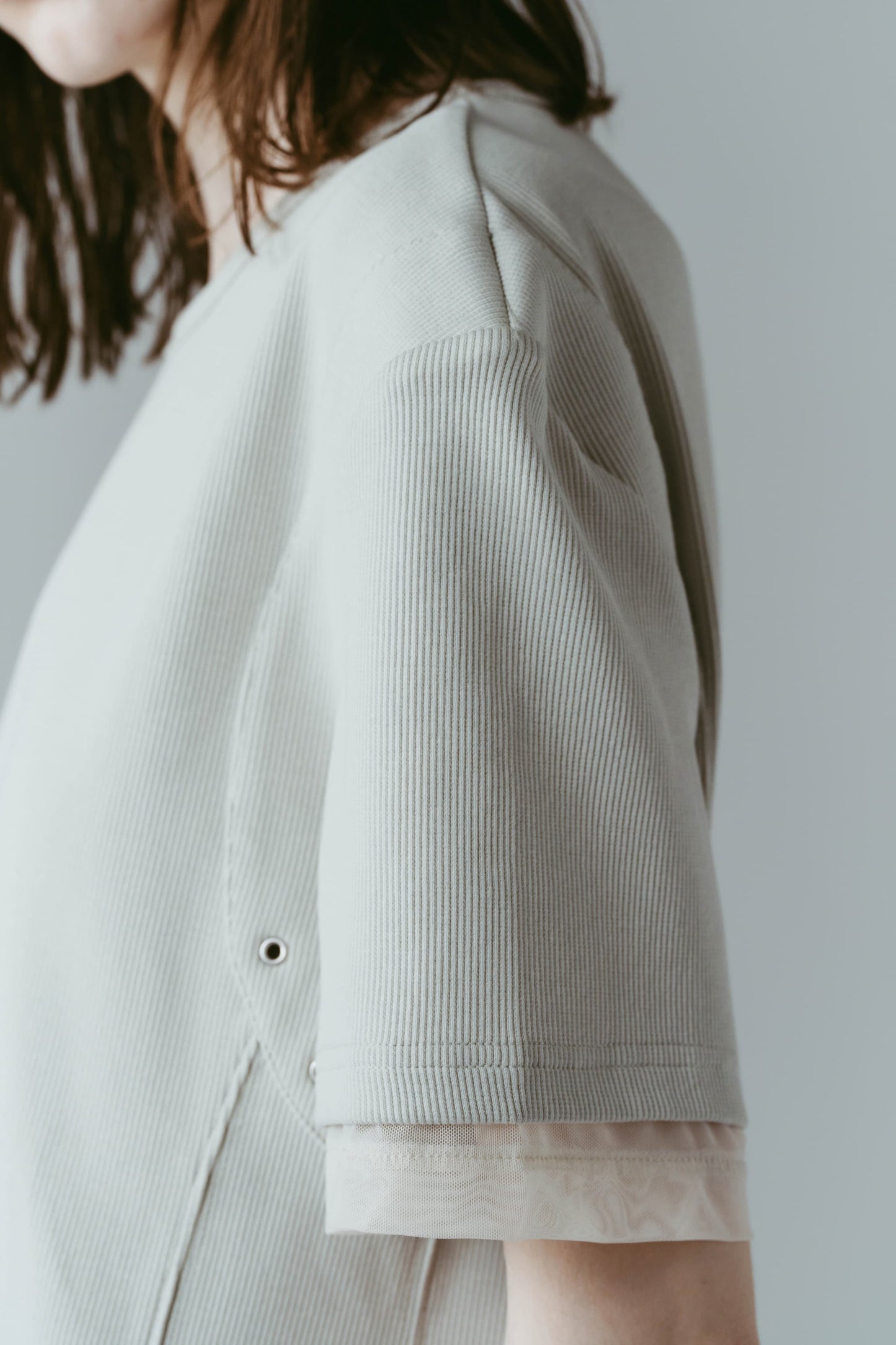 structured shoulder top/lightbeige