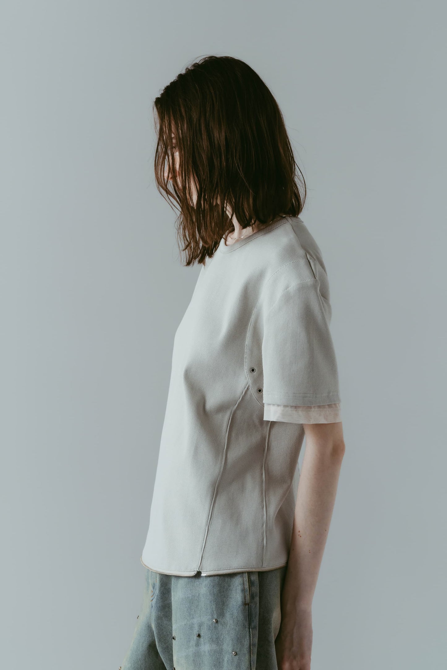 structured shoulder top/lightbeige