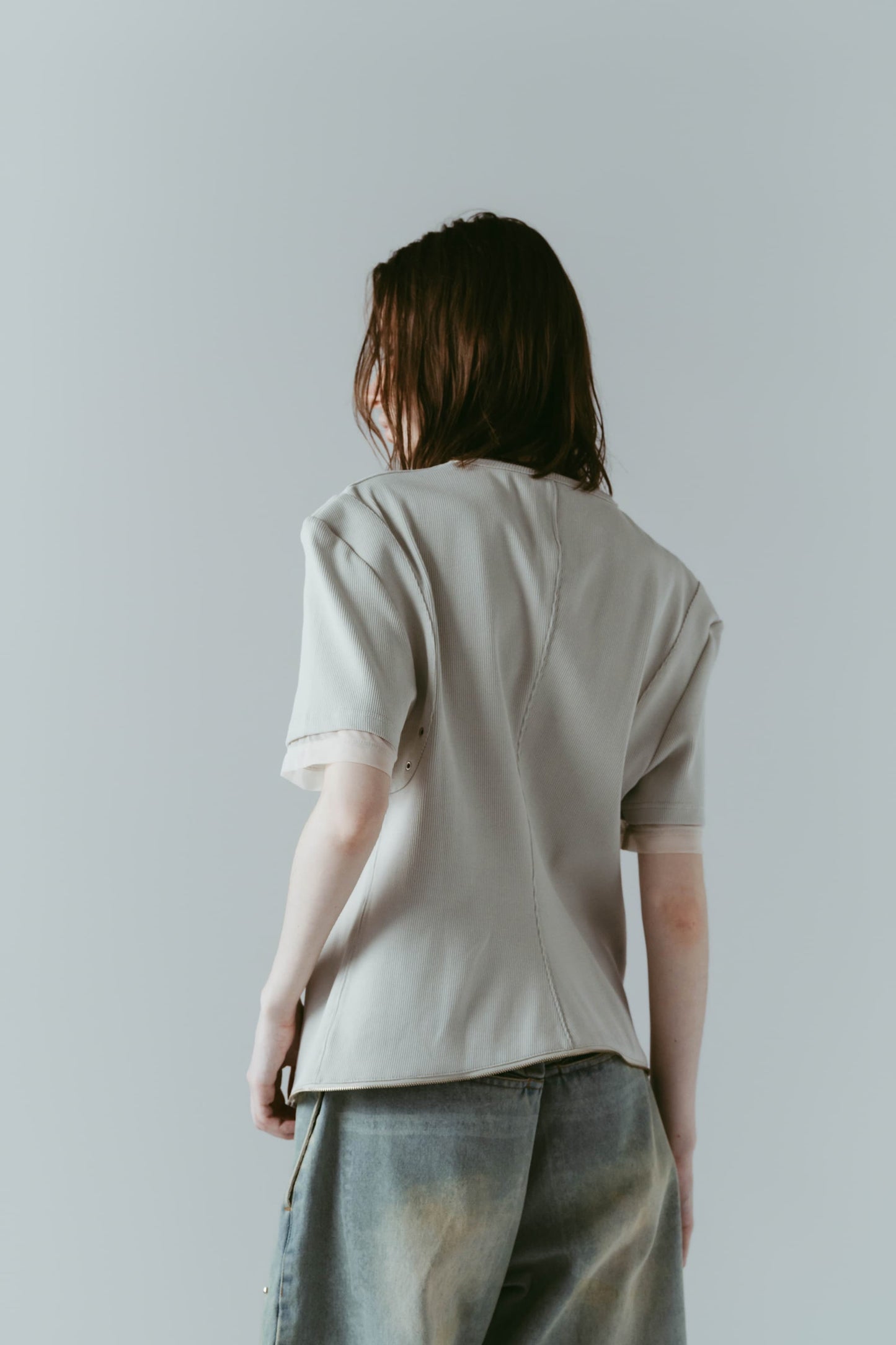 structured shoulder top/lightbeige