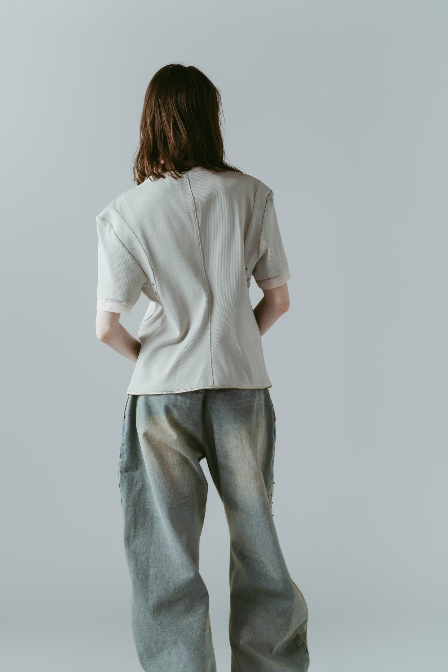 structured shoulder top/lightbeige