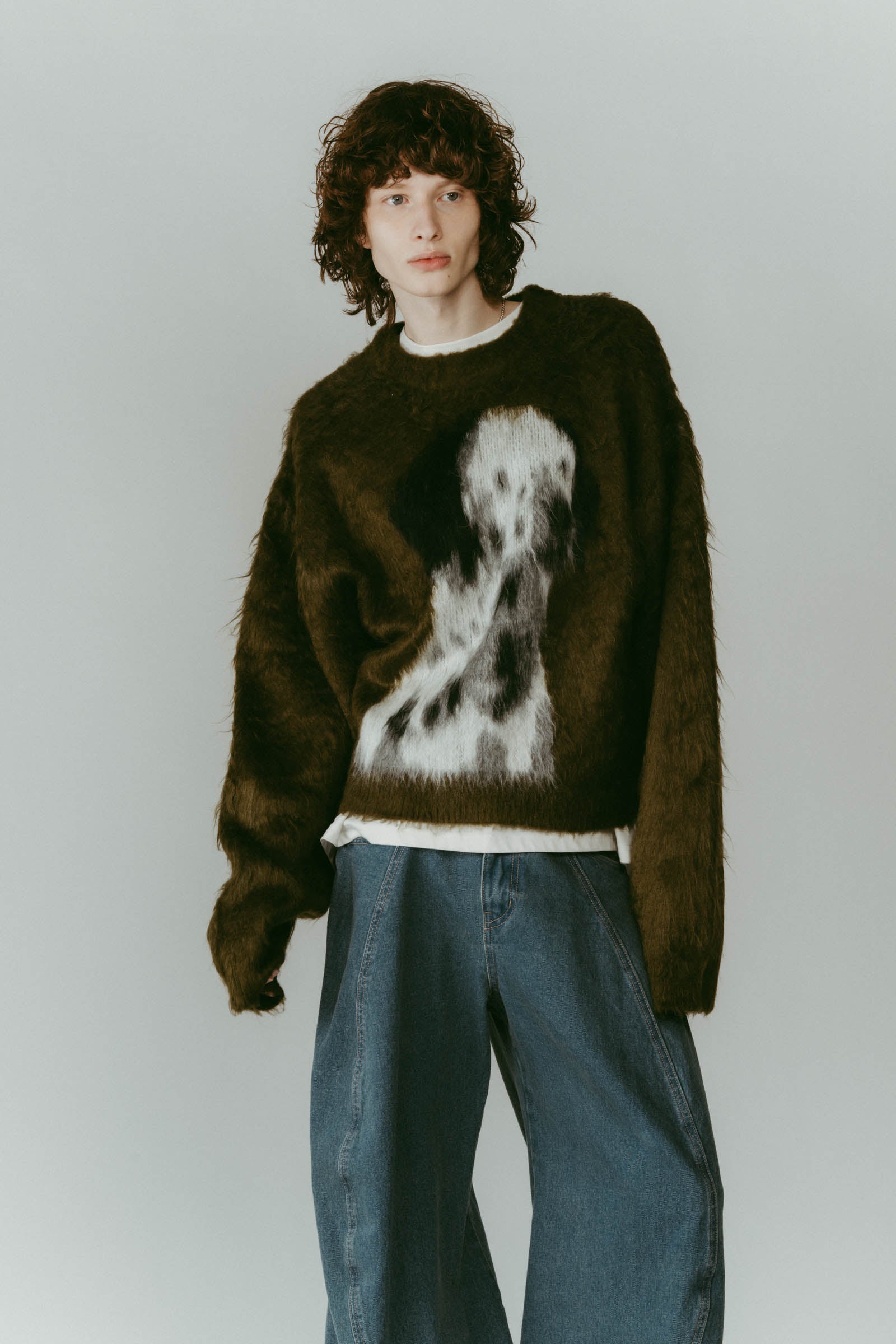 【Knuth Marf】dalmatian shaggy knit／green dalmatian shaggy knit(unisex)/green | KNUTH MARF