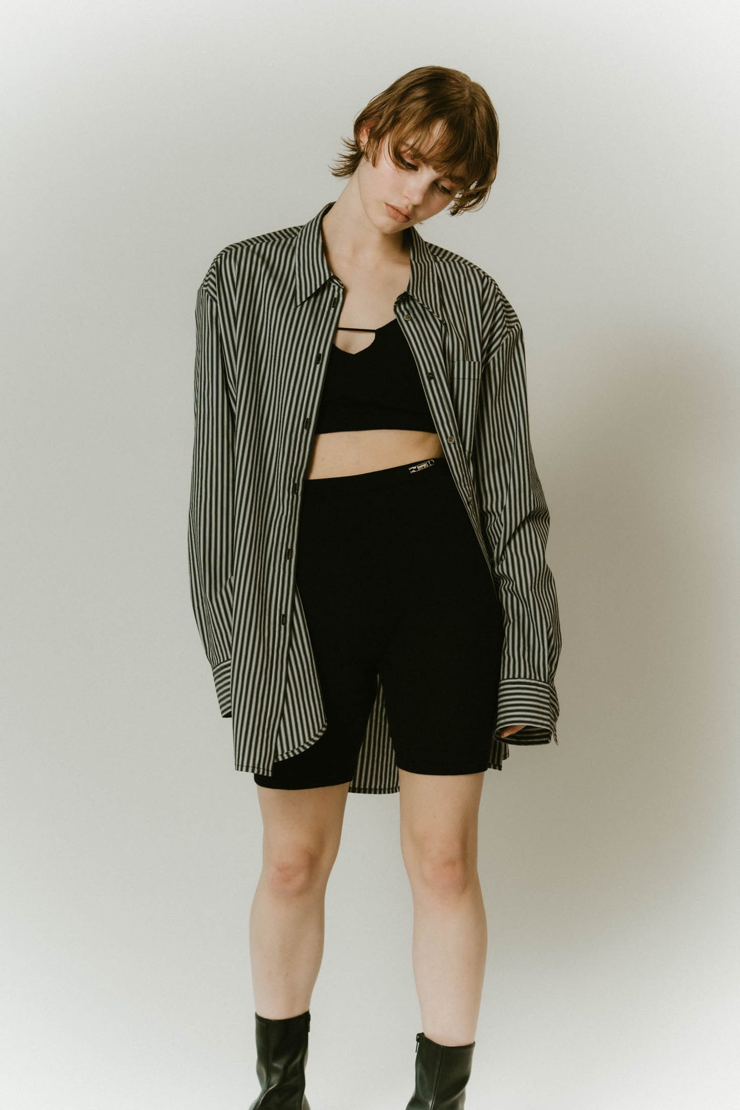 metal biker shorts/black