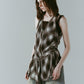 plaid halter neck blouse/brown