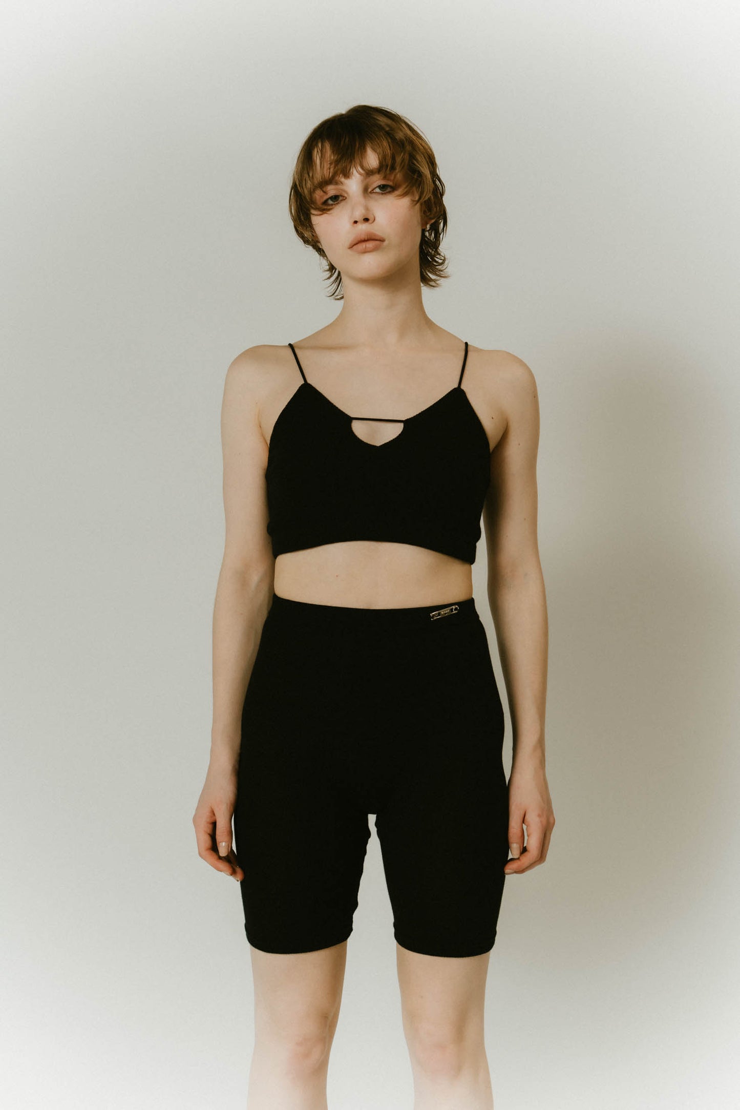 metal biker shorts/black