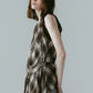 plaid halter neck blouse/brown