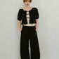2way puff sleeve logo blouse/3color