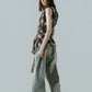 plaid halter neck blouse/brown