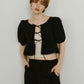 2way puff sleeve logo blouse/3color