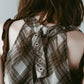 plaid halter neck blouse/brown