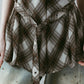 plaid halter neck blouse/brown