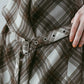 plaid halter neck blouse/brown