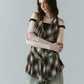 plaid halter neck blouse/brown
