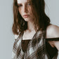 plaid halter neck blouse/brown